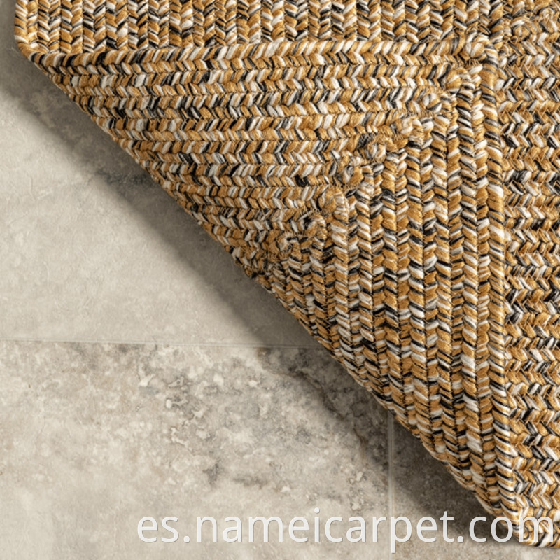 polypropylene braided woven brown colour outdoor patio rug(77)
